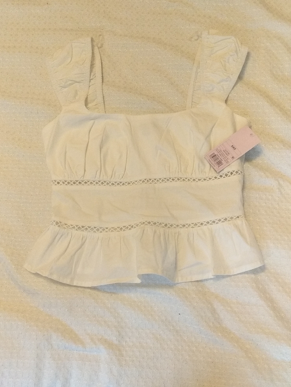 wild fable White Eyelet-Trim Peplum Camisole